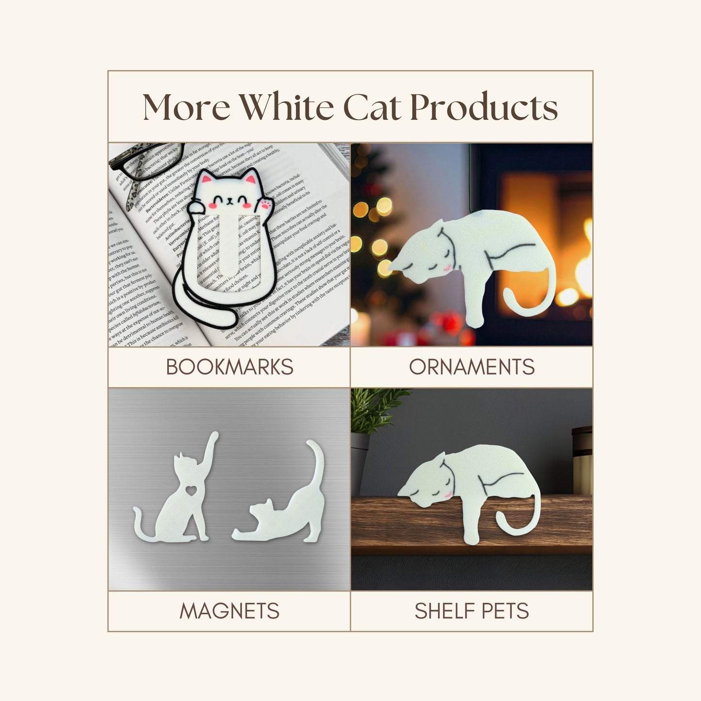 White Cat Bookmark | Sleepy Cat Reader Gift