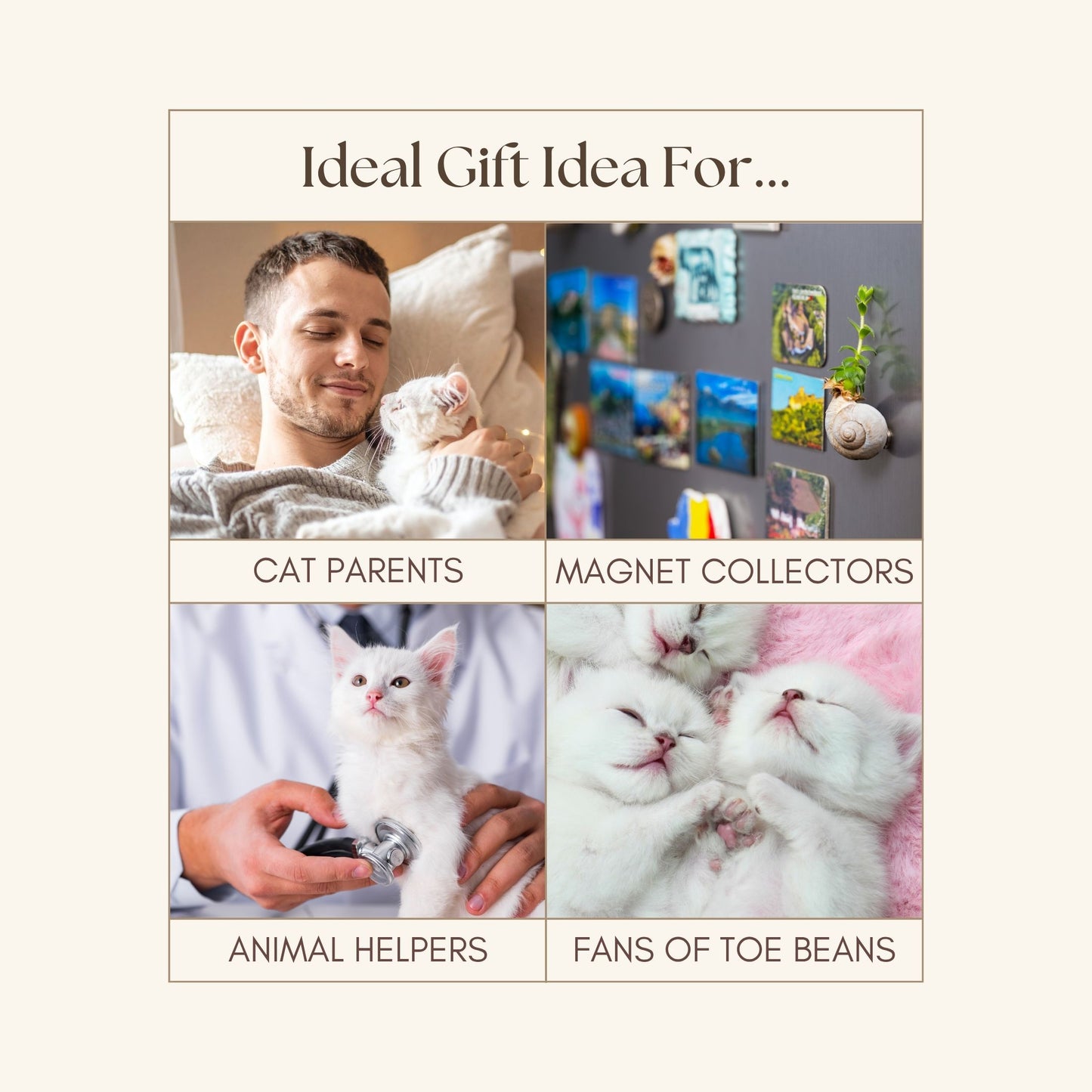 White Cat Fridge Magnets