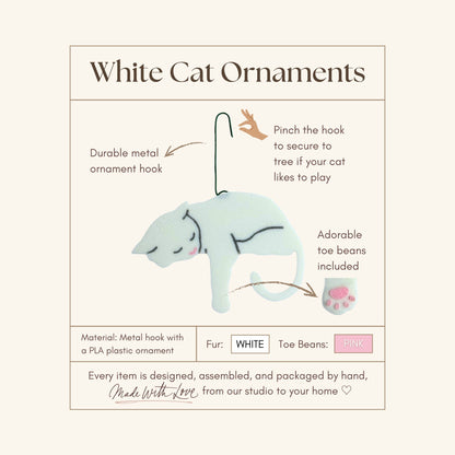 White Cat Ornament with Adorable Toe Beans