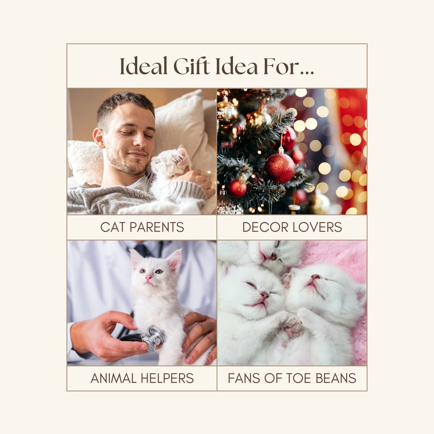 White Cat Ornament with Adorable Toe Beans