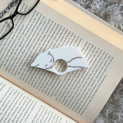 White Cat Book Page Holder Ring