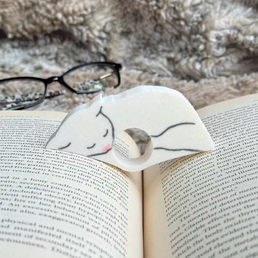 White Cat Book Page Holder Ring