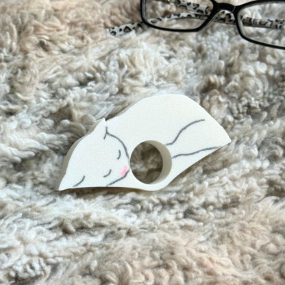 White Cat Book Page Holder Ring