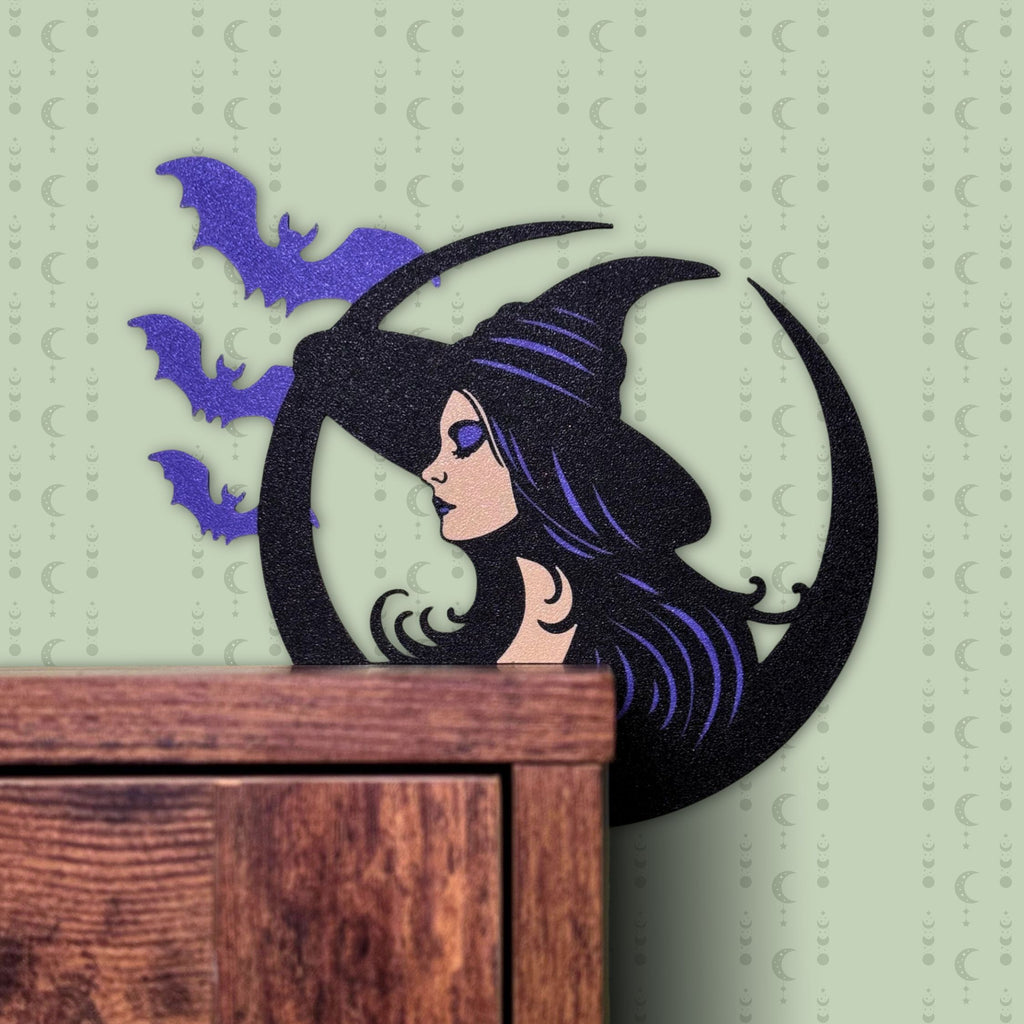 Witch Bat Door Corner Sign | Halloween Door Decor