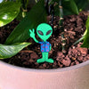 Fun alien plant stake in a houseplant