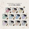Black cat bookmarks shown in all 11 different colors including gold, silver, pink, tan, red, orange, yellow, green, blue, purple