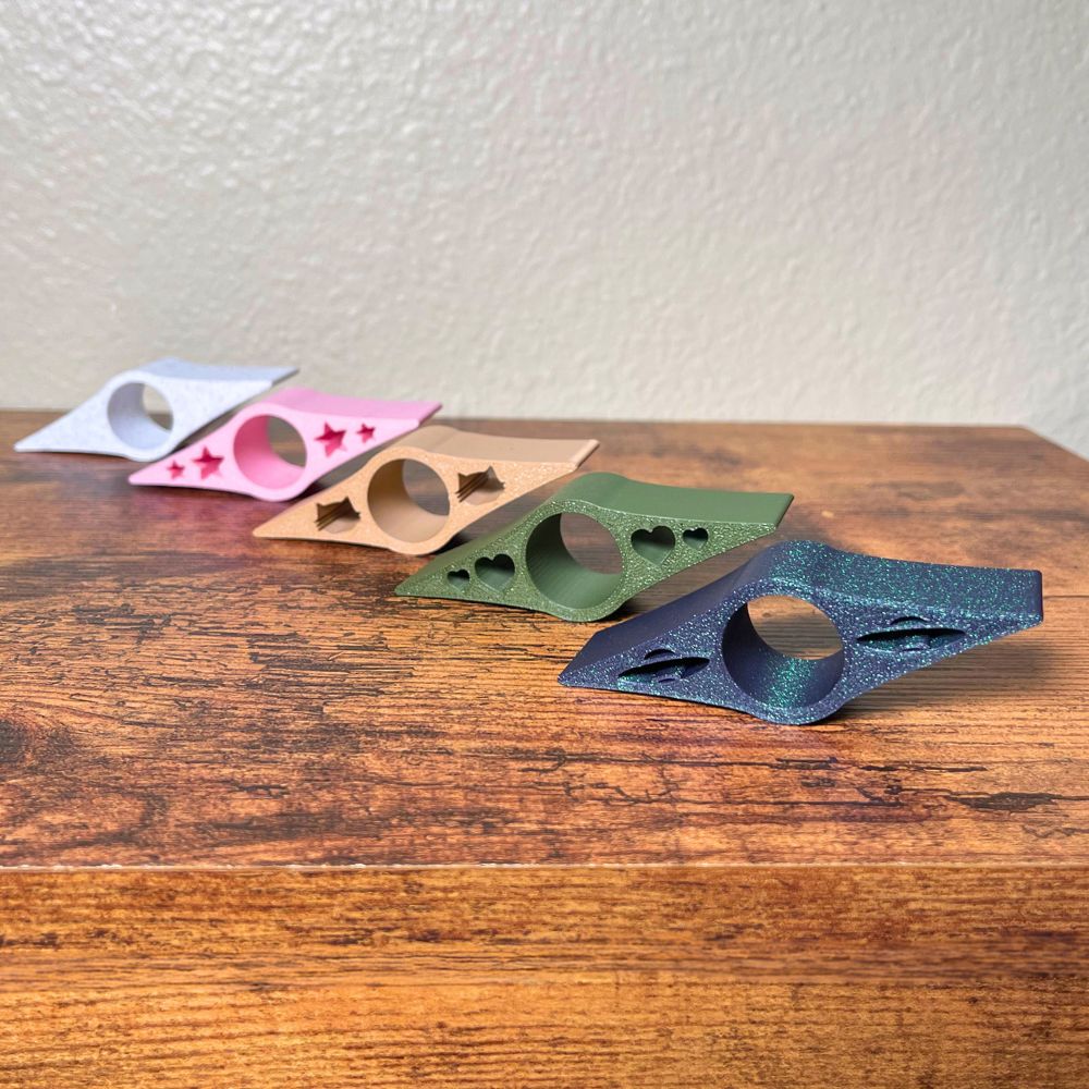 5 variations of our book page holder collection with multiple cut out styles and colors to choose from