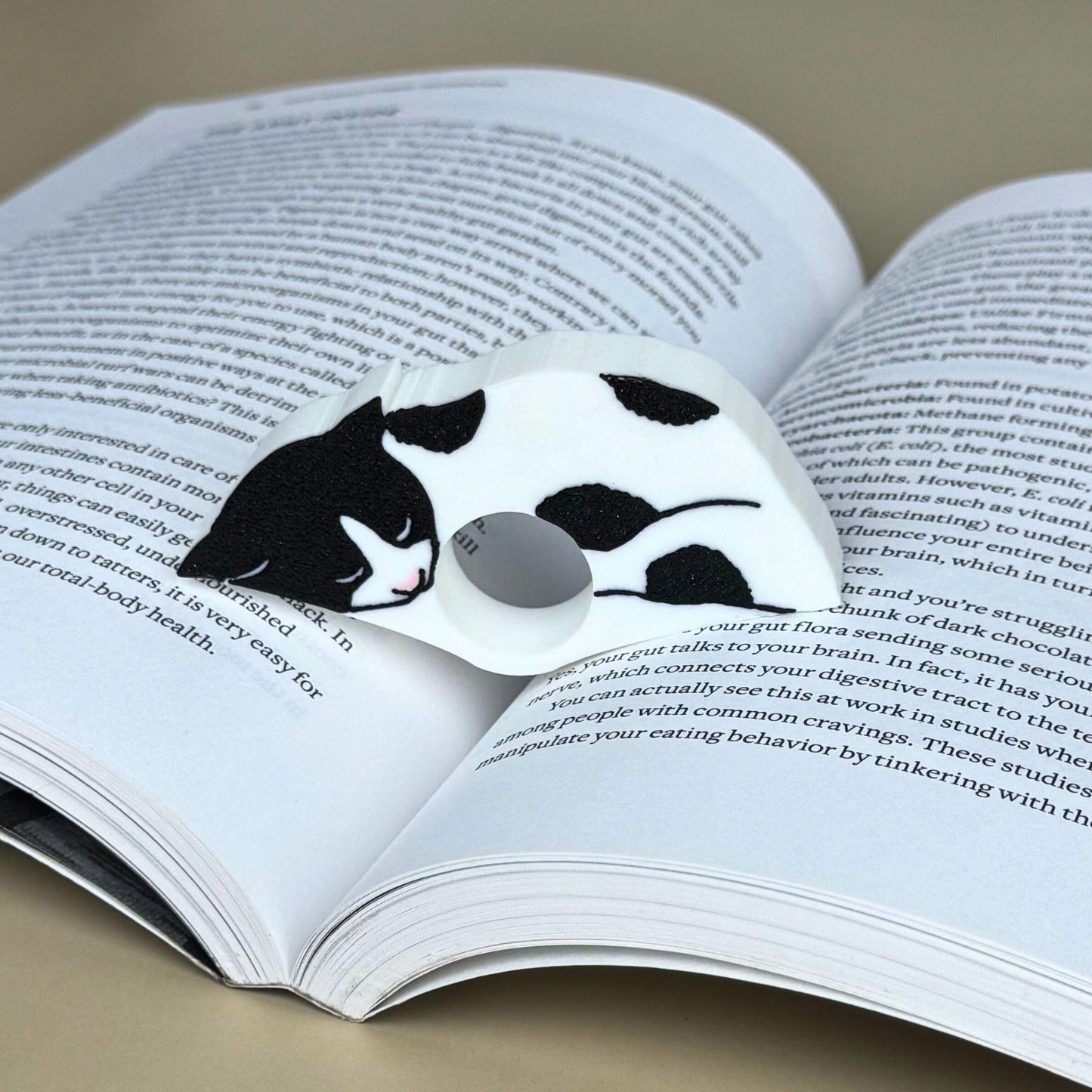 Cat Book Page Holder | Spotted White Cat Reader Gift