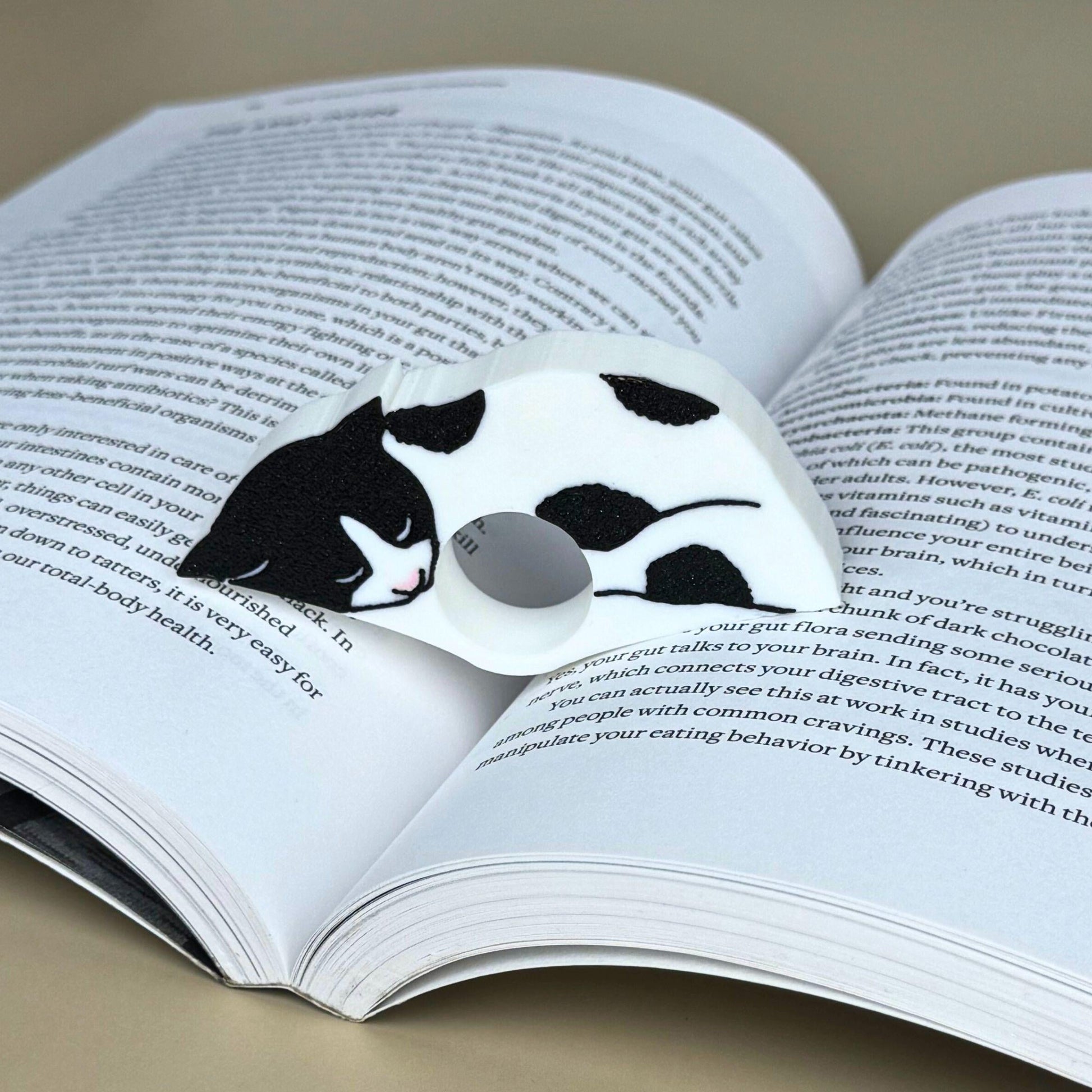 Cat Book Page Holder | Spotted White Cat Reader Gift