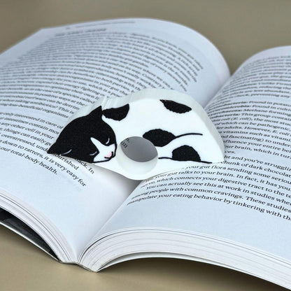 Cat Book Page Holder | Spotted White Cat Reader Gift