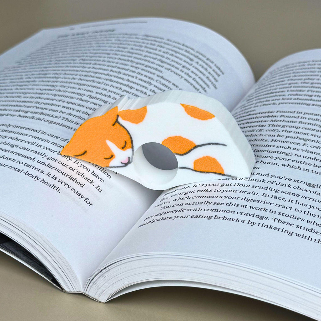 Cat Book Page Holder | Spotted White Cat Reader Gift
