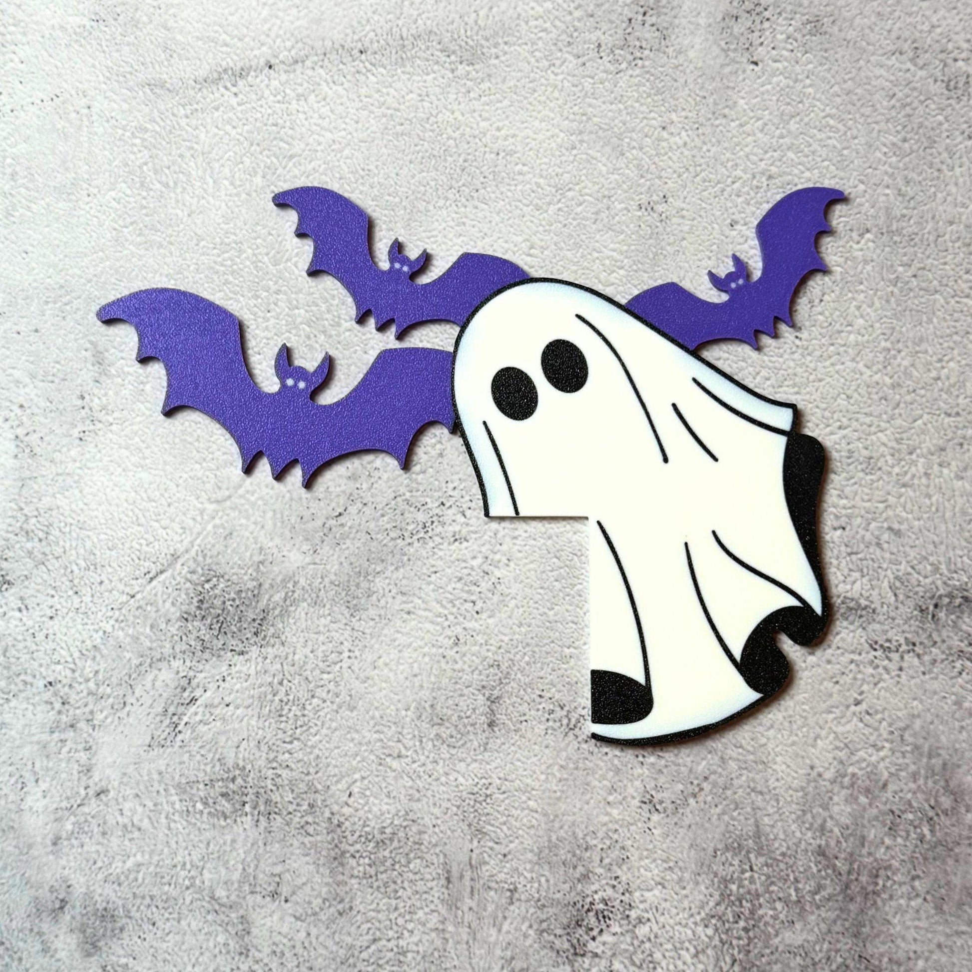 Halloween Door Corner Sign | Ghost and Bat Decor