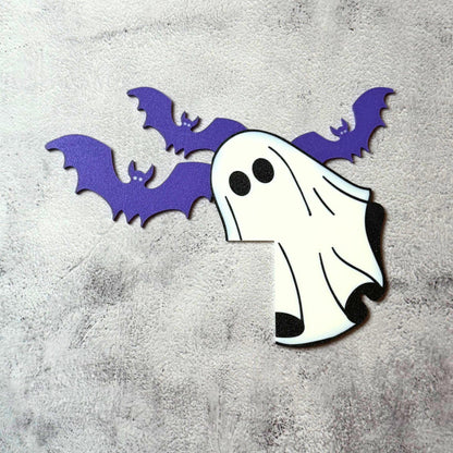 Halloween Door Corner Sign | Ghost and Bat Decor
