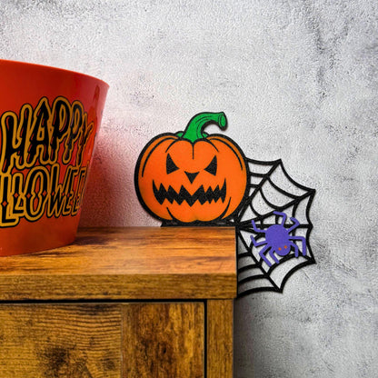 Pumpkin Spider Web Wall Art | Halloween Door Frame Decor