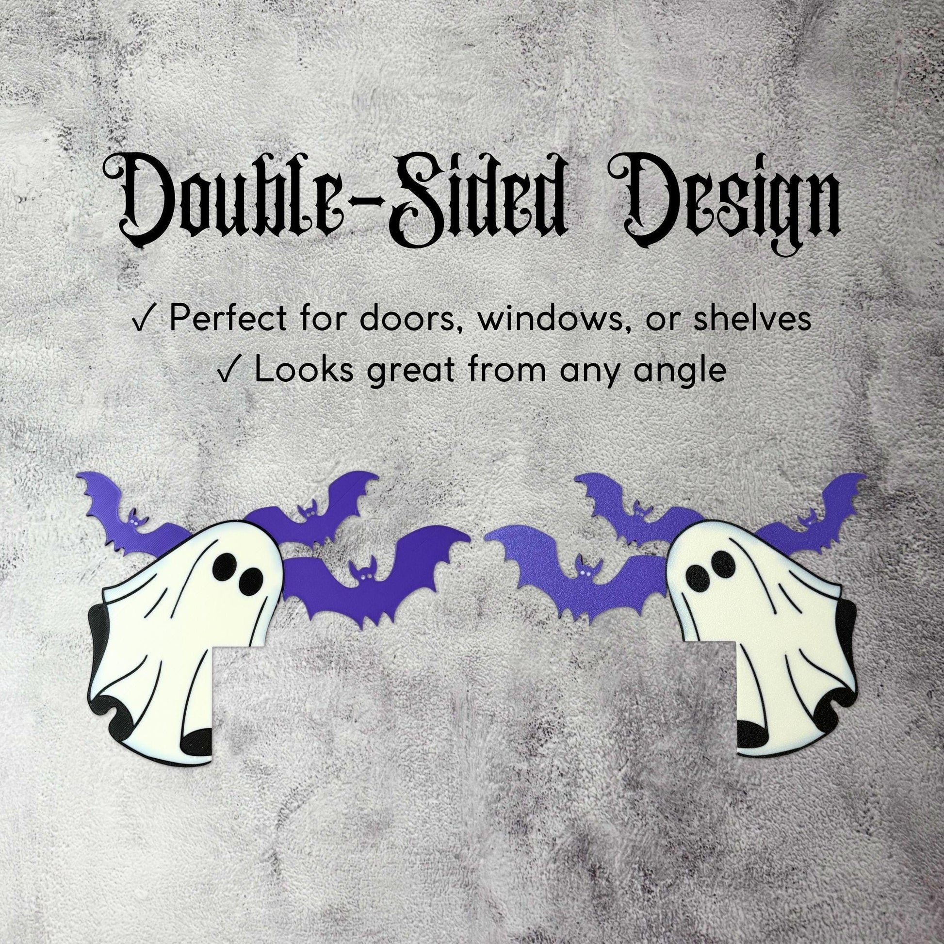 Halloween Door Corner Sign | Ghost and Bat Decor