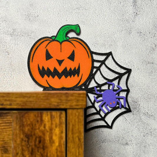 Pumpkin Spider Web Wall Art | Halloween Door Frame Decor