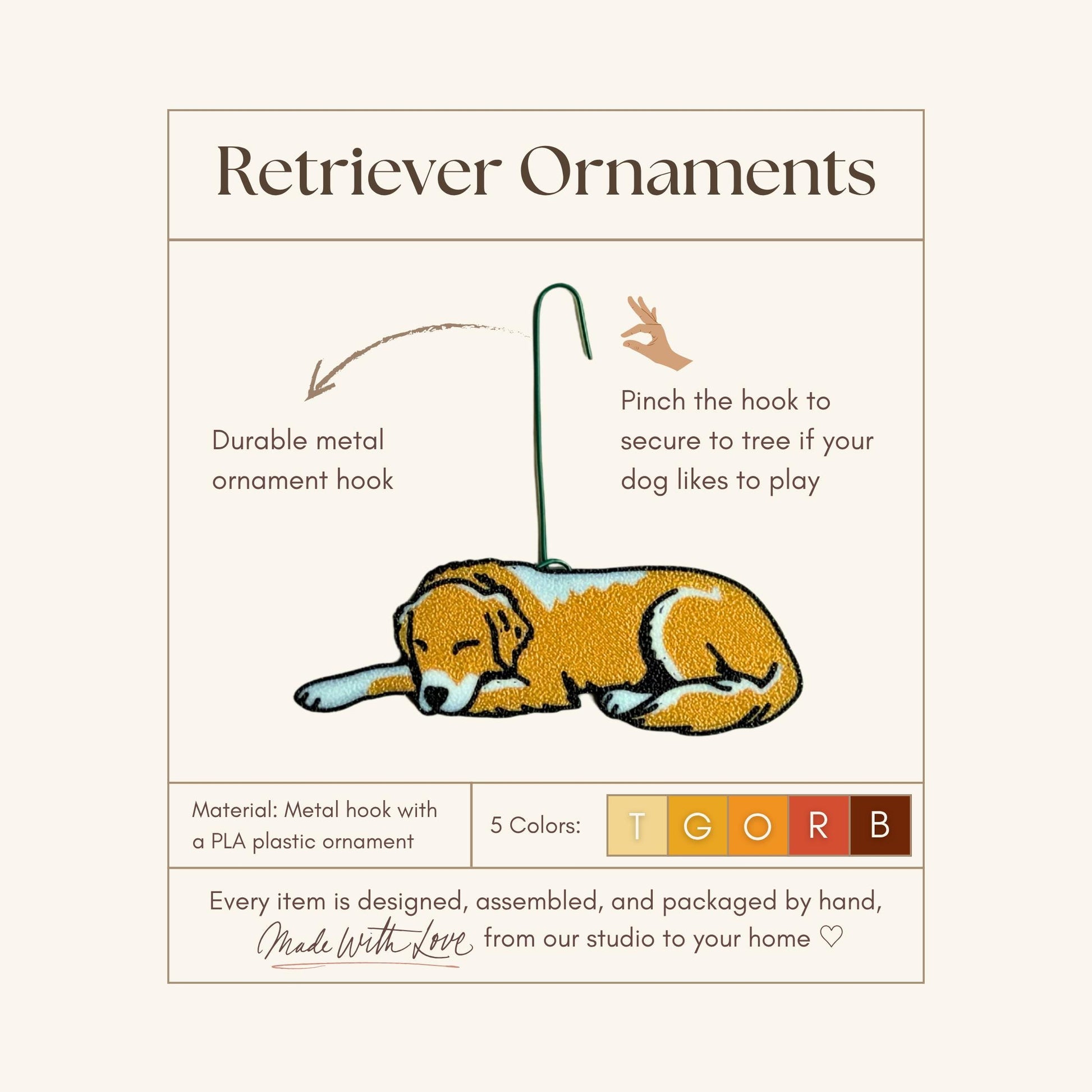Golden Retriever Ornament | Labrador Dog Christmas Gift
