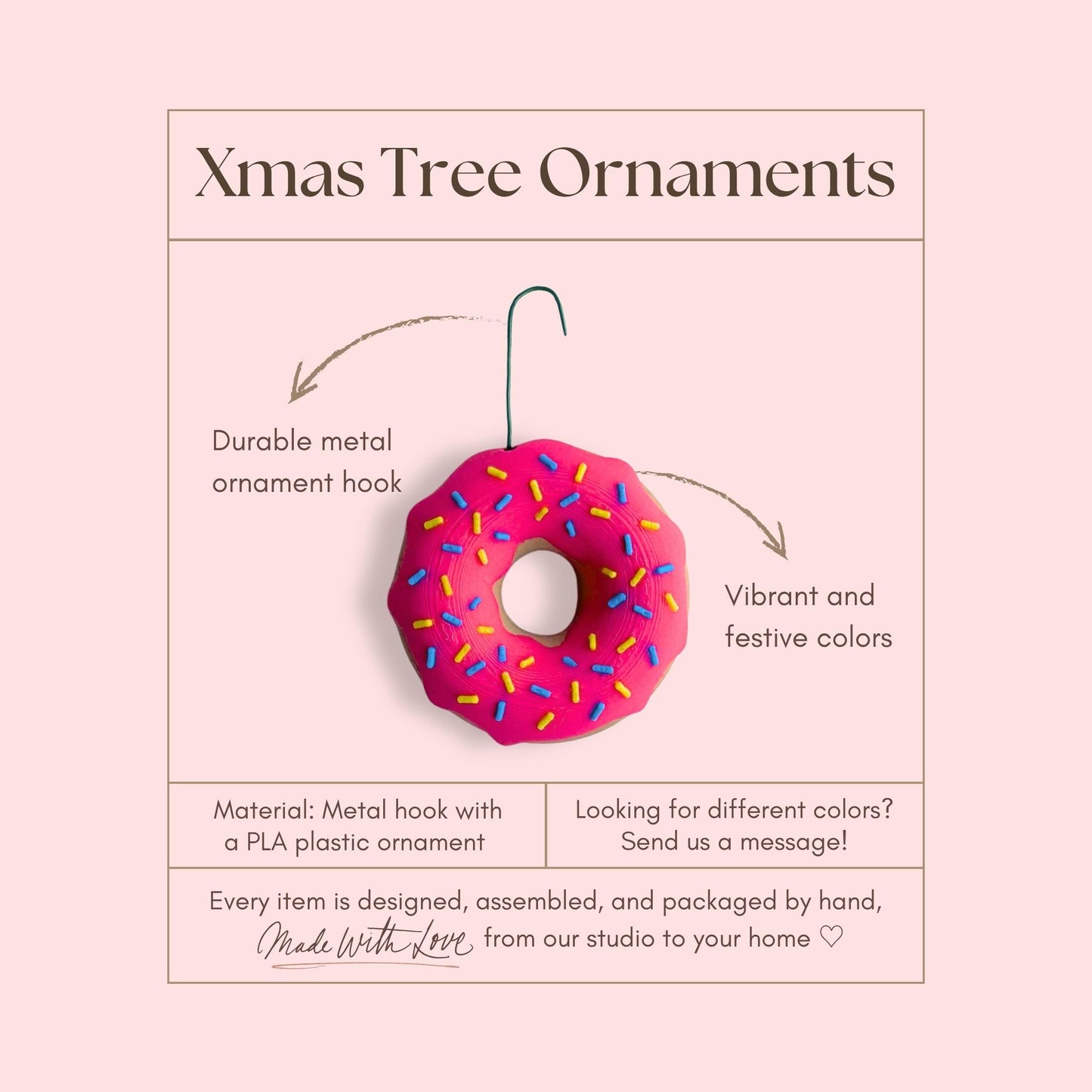 Pink Donut Ornament | Foodie Christmas Gift