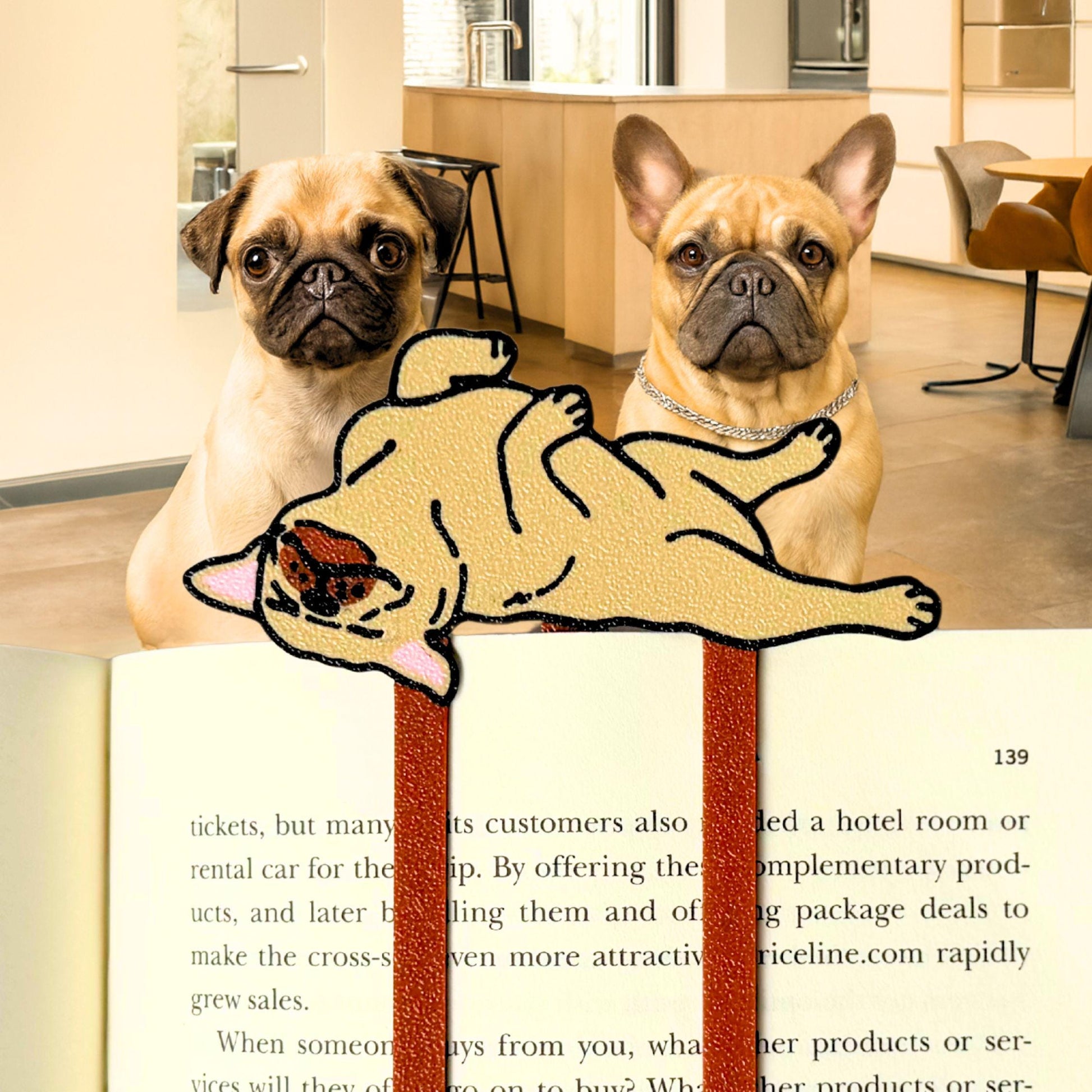Dog Bookmark | Bulldog and Pug Reader Gift