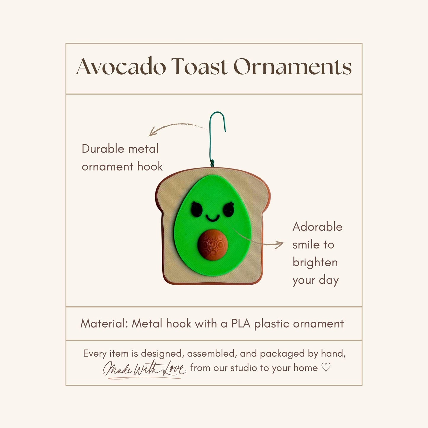 Avocado Toast Ornament | Brunch Lover Christmas Gift