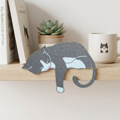Tuxedo Cat Shelf Pet | Black and White Cat Lover Gift