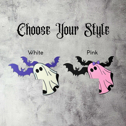 Halloween Door Corner Sign | Ghost and Bat Decor