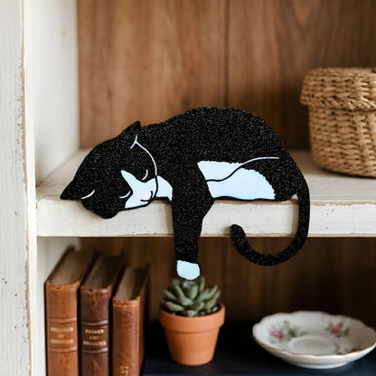 Tuxedo Cat Shelf Pet | Black and White Cat Lover Gift