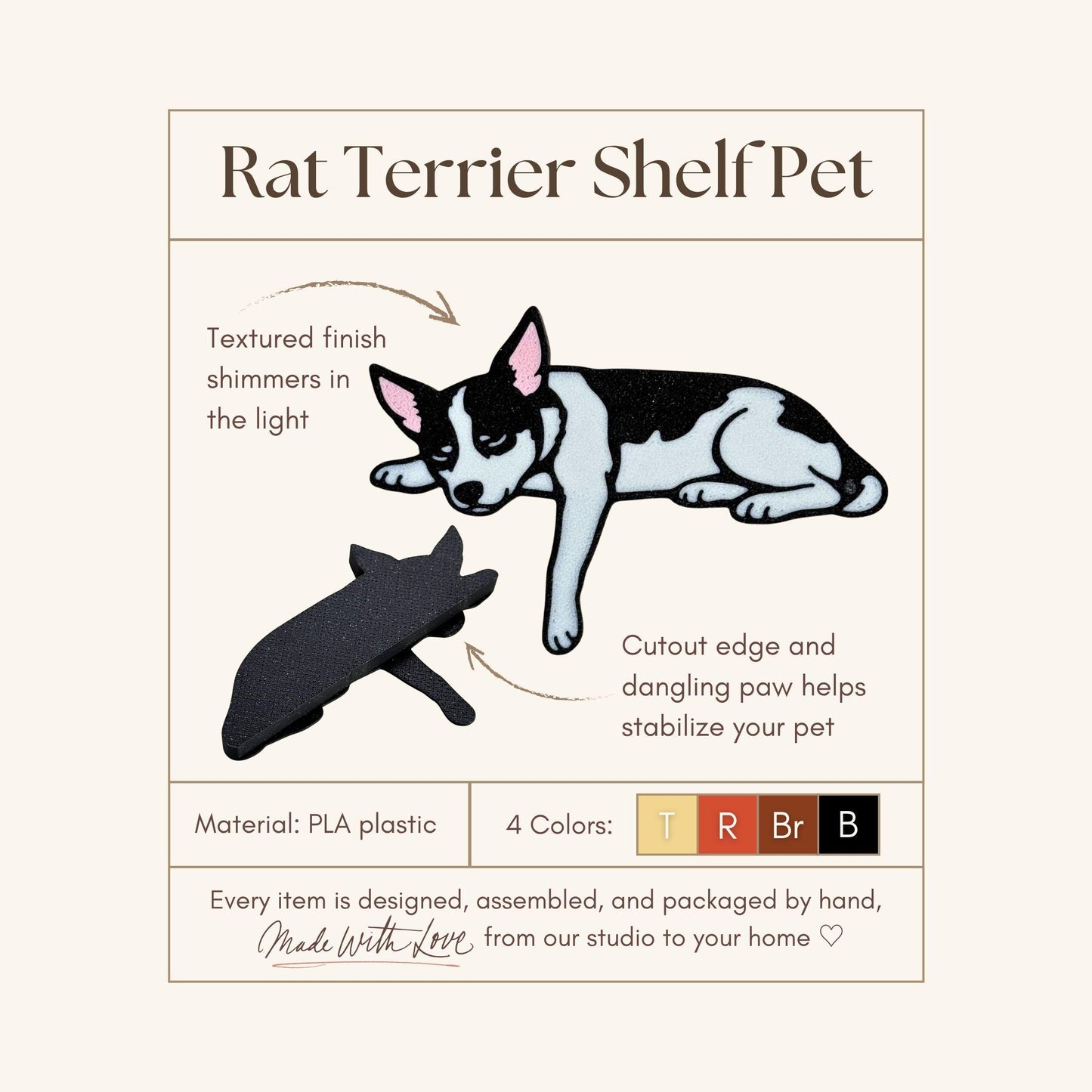 Rat Terrier Shelf Pet | Dog Parent Room Decor Gift