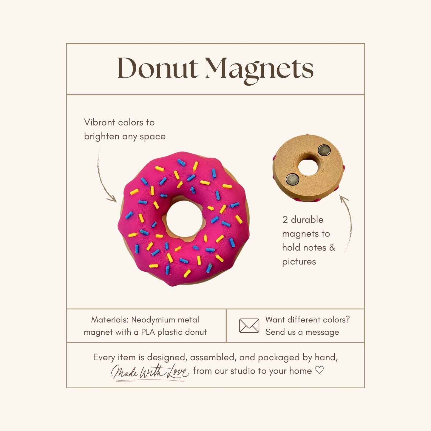 Pink Donut Fridge Magnet | Food Lover Kitchen Gift