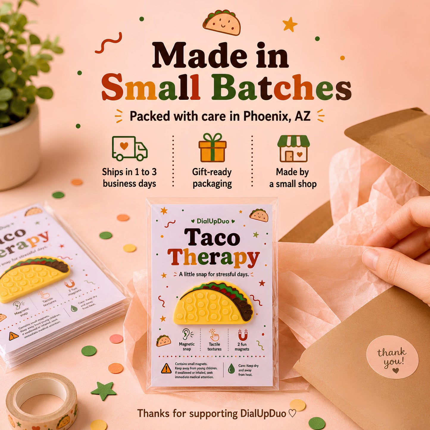 Taco Magnetic Fidget | Coworker Desk Gift