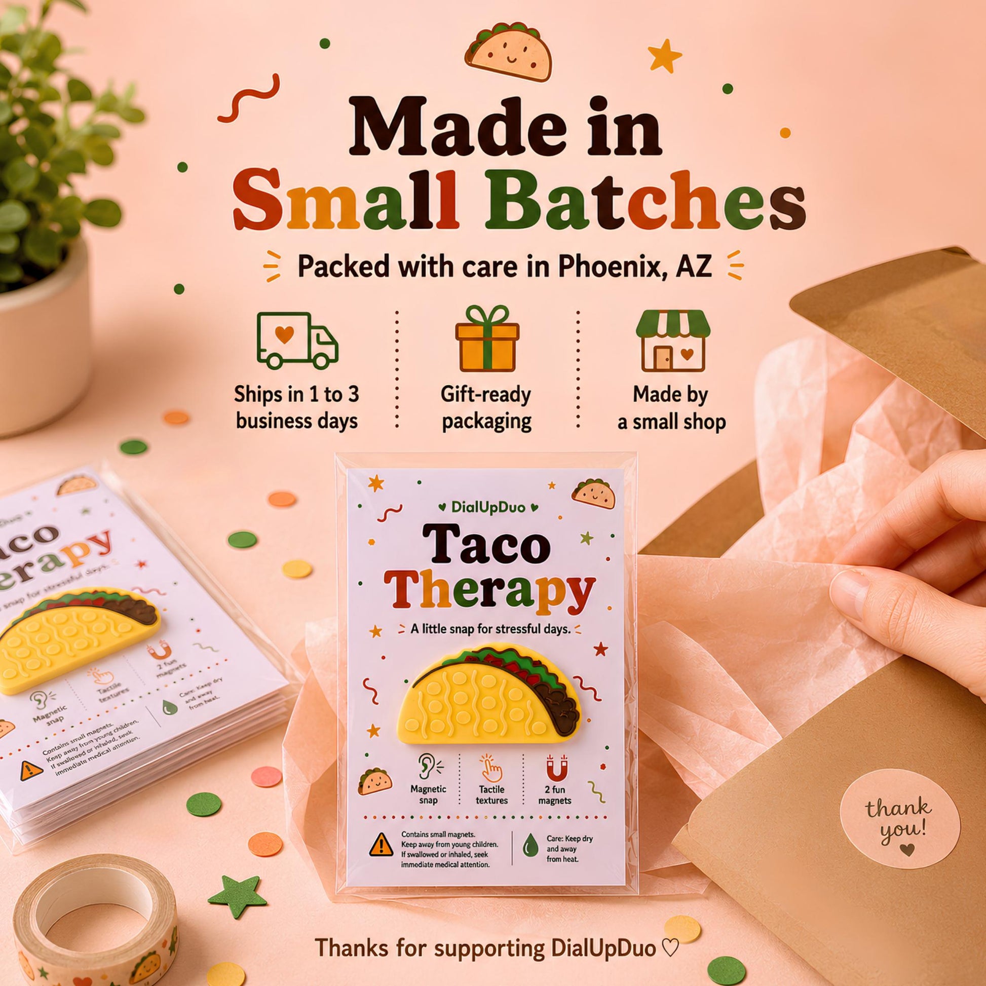 Taco Magnetic Fidget | Coworker Desk Gift