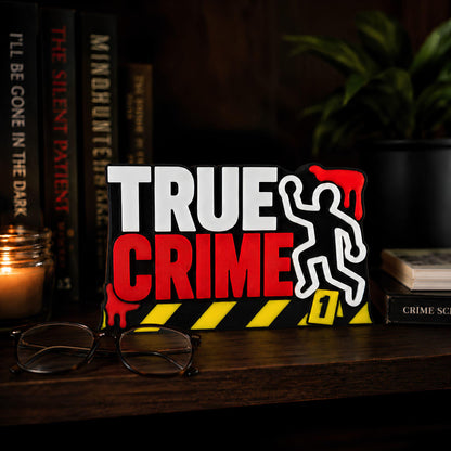 True Crime Bookshelf Sign | Mystery Fan Shelf Decor