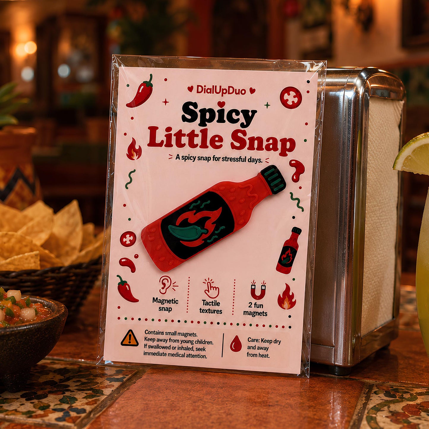 Hot Sauce Fidget Magnet | Spicy Desk Stress Relief Gift