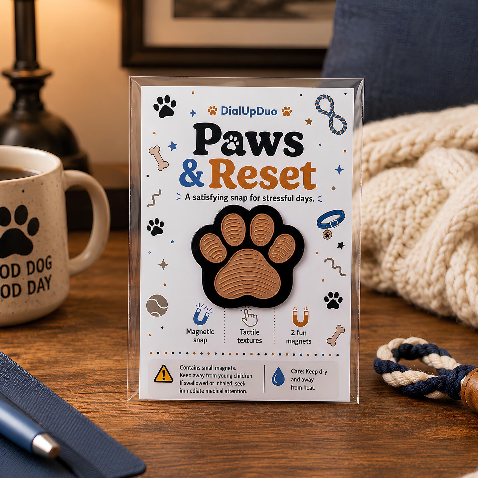Dog Paw Fidget Magnet | Stress Relief Desk Gift