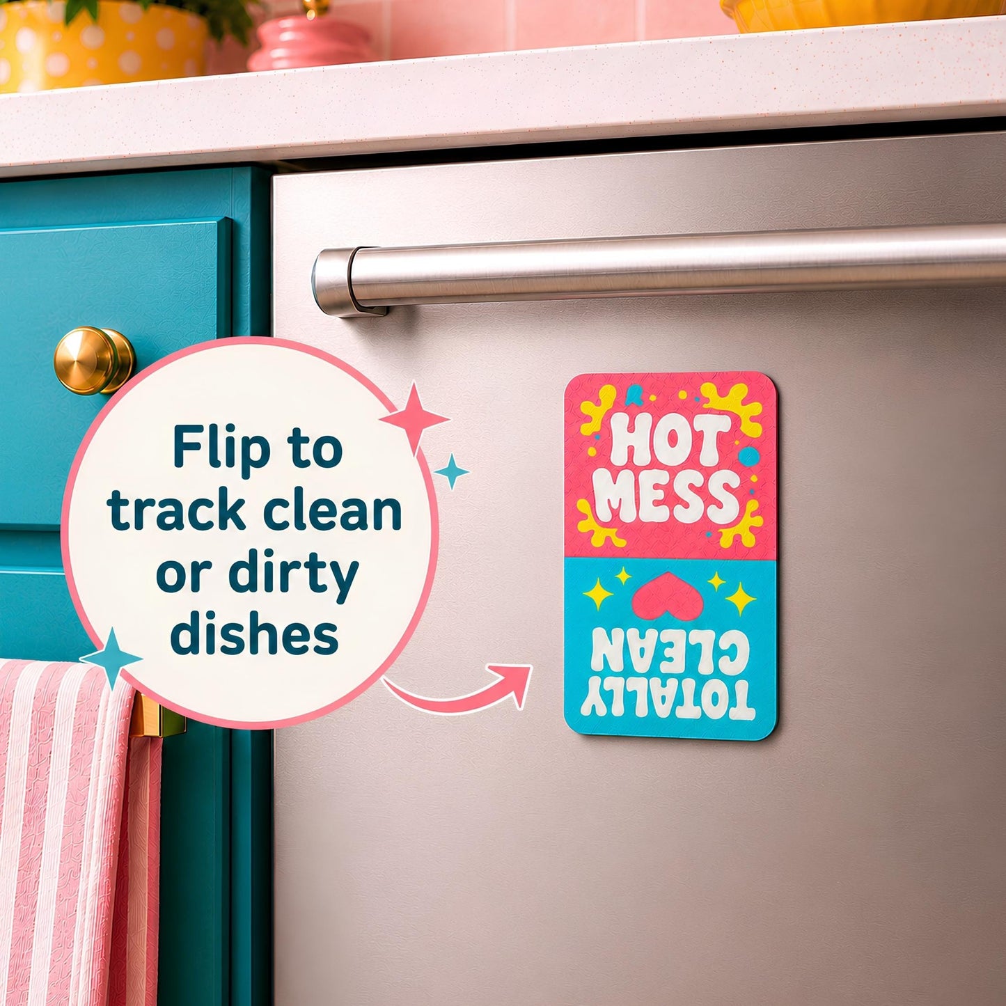 Clean Dirty Dishwasher Magnet | Pink Kitchen Gift