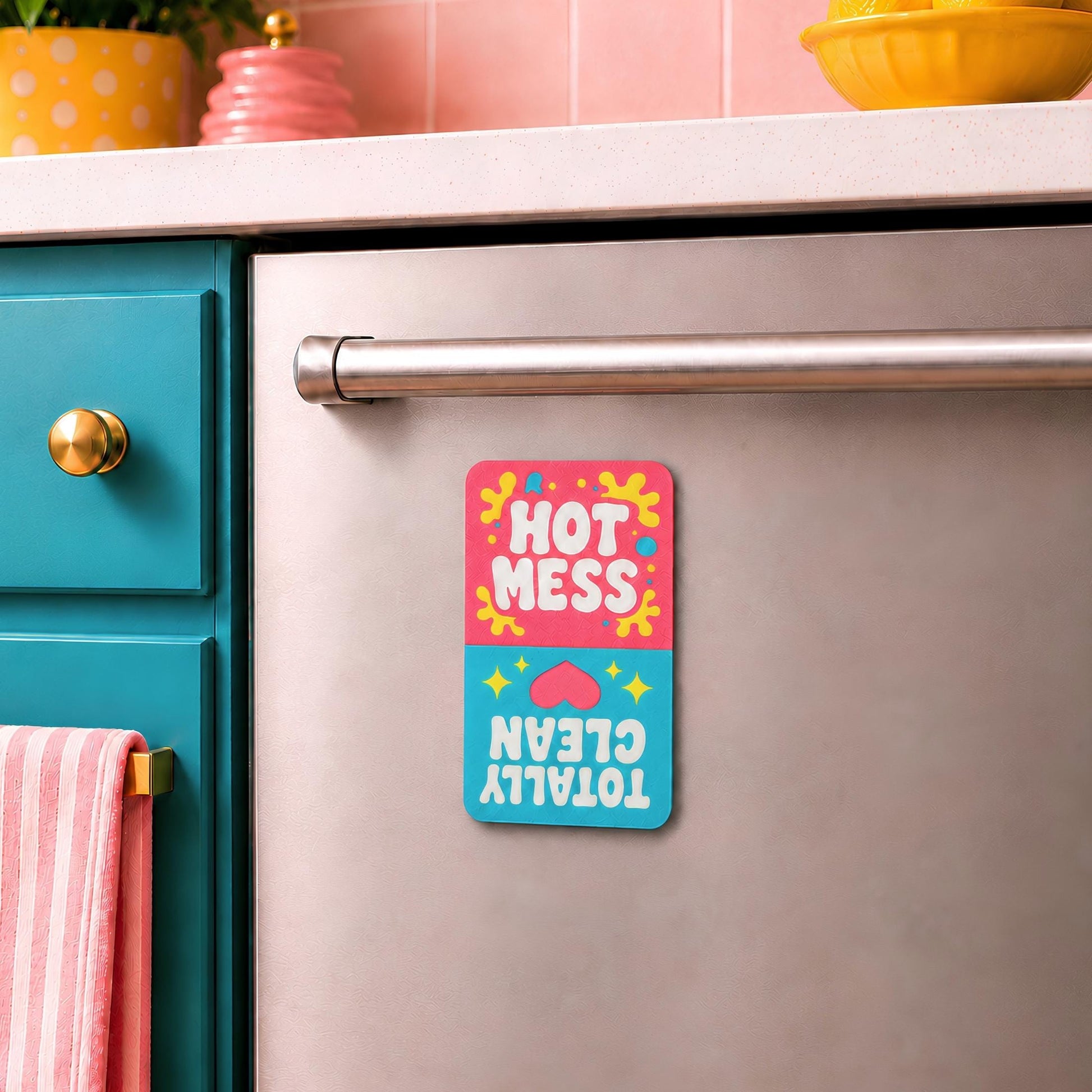 Clean Dirty Dishwasher Magnet | Pink Kitchen Gift