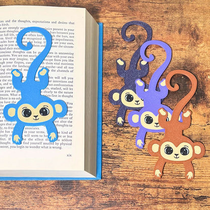 Fun monkey bookmarks in multiple colors