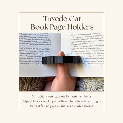 Adorable Tuxedo Cat Book Page Holder Ring