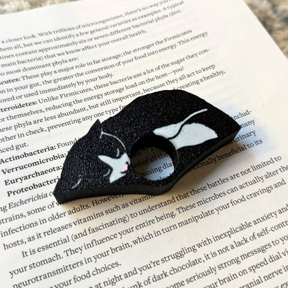 Adorable Tuxedo Cat Book Page Holder Ring